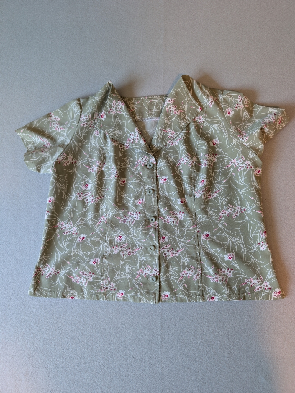 Floral Collared Blouse Button Down Cottage Prairie Vintage Inspired Sz M Petite image 5